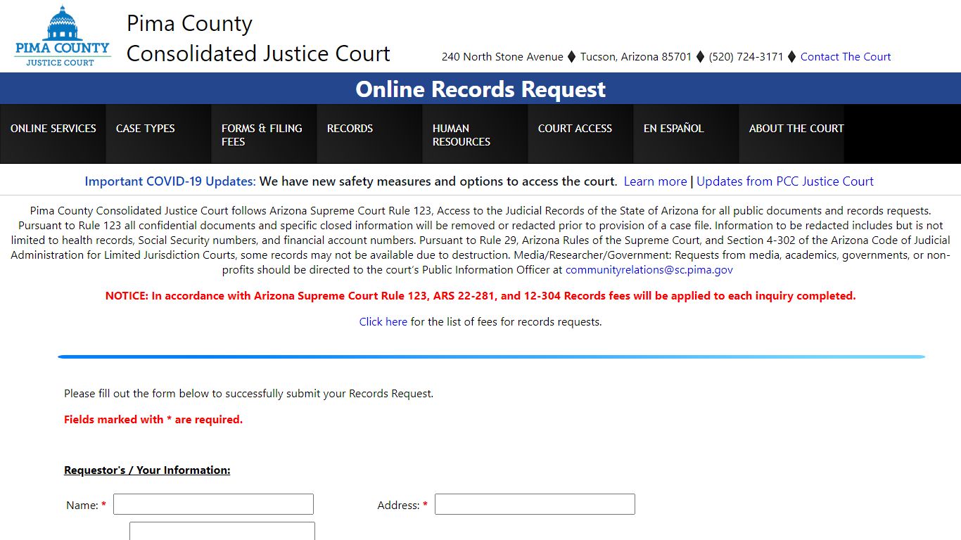 Records Request - casesearch.jp.pima.gov